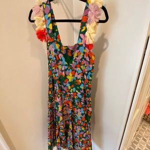 Green J crew tassel midi dress